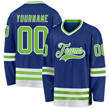 Load image into Gallery viewer, Custom Royal Neon Green-White Hockey Jersey
