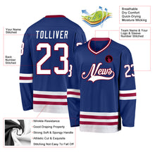 Load image into Gallery viewer, Custom Royal White-Maroon Hockey Jersey
