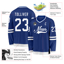 Load image into Gallery viewer, Custom Royal White Hockey Jersey
