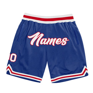 Custom Royal White-Red Authentic Throwback Basketball Shorts