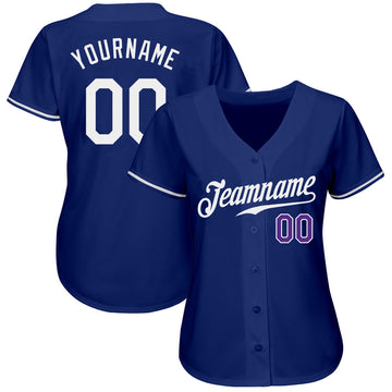 Custom Royal White-Purple Authentic Baseball Jersey