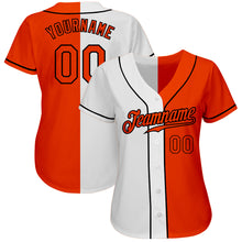 Load image into Gallery viewer, Custom White Orange-Black Authentic Split Fashion Baseball Jersey
