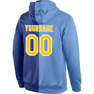 Custom Stitched Light Blue Gold-Royal Split Fashion Sports Pullover Sweatshirt Hoodie