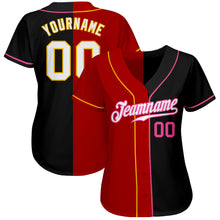 Load image into Gallery viewer, Custom Black White-Red Authentic Split Fashion Baseball Jersey
