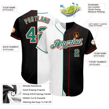 Load image into Gallery viewer, Custom Black Kelly Green-White Authentic Split Fashion Baseball Jersey
