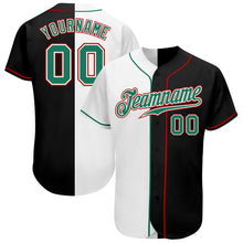 Load image into Gallery viewer, Custom Black Kelly Green-White Authentic Split Fashion Baseball Jersey
