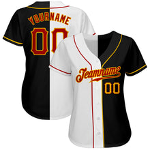 Load image into Gallery viewer, Custom Black Red-White Authentic Split Fashion Baseball Jersey
