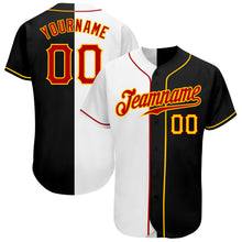 Load image into Gallery viewer, Custom Black Red-White Authentic Split Fashion Baseball Jersey
