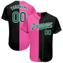 Load image into Gallery viewer, Custom Black Kelly Green-Pink Authentic Split Fashion Baseball Jersey
