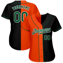 Load image into Gallery viewer, Custom Black Kelly Green-Orange Authentic Split Fashion Baseball Jersey
