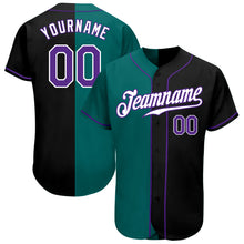 Load image into Gallery viewer, Custom Black Purple-Teal Authentic Split Fashion Baseball Jersey
