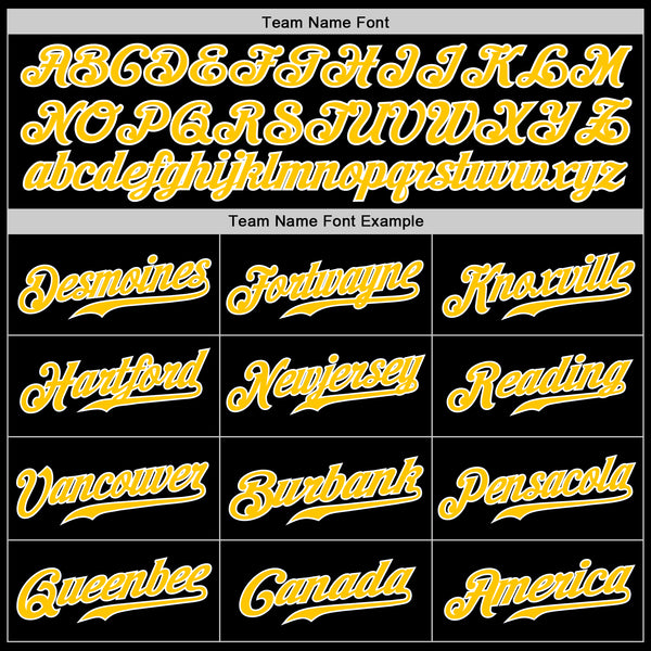 Custom Team Gold Baseball Authentic Black Split Fashion Jersey