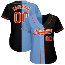 Load image into Gallery viewer, Custom Black Orange-Light Blue Authentic Split Fashion Baseball Jersey
