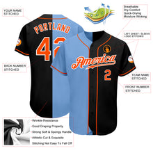 Load image into Gallery viewer, Custom Black Orange-Light Blue Authentic Split Fashion Baseball Jersey
