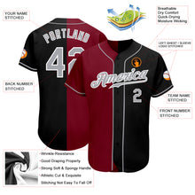 Load image into Gallery viewer, Custom Black Gray-Crimson Authentic Split Fashion Baseball Jersey
