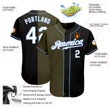 Load image into Gallery viewer, Custom Black White-Olive Authentic Split Fashion Baseball Jersey
