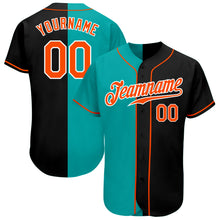 Load image into Gallery viewer, Custom Black Orange-Aqua Authentic Split Fashion Baseball Jersey
