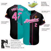 Load image into Gallery viewer, Custom Black Pink-Aqua Authentic Split Fashion Baseball Jersey
