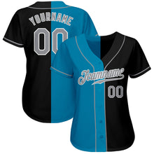 Load image into Gallery viewer, Custom Black Gray-Panther Blue Authentic Split Fashion Baseball Jersey
