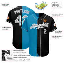 Load image into Gallery viewer, Custom Black Gray-Panther Blue Authentic Split Fashion Baseball Jersey
