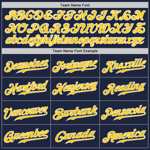 Custom Navy Gold-Gray Authentic Split Fashion Baseball Jersey