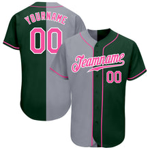 Load image into Gallery viewer, Custom Green Pink-Gray Authentic Split Fashion Baseball Jersey
