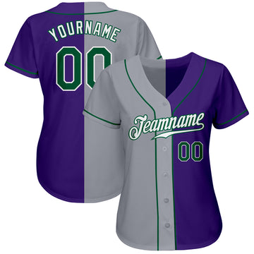 Custom Purple Kelly Green-Gray Authentic Split Fashion Baseball Jersey