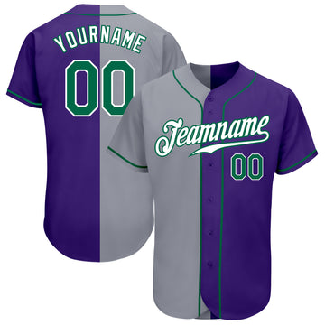 Custom Purple Kelly Green-Gray Authentic Split Fashion Baseball Jersey