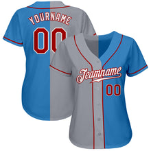 Load image into Gallery viewer, Custom Powder Blue Red-Gray Authentic Split Fashion Baseball Jersey
