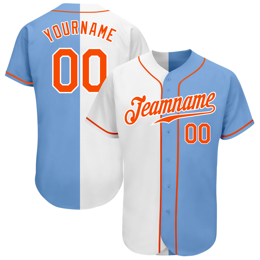Custom Orange White-Light Blue Authentic Fade Fashion Baseball