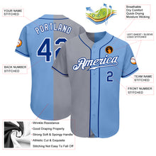 Load image into Gallery viewer, Custom Light Blue Royal-Gray Authentic Split Fashion Baseball Jersey
