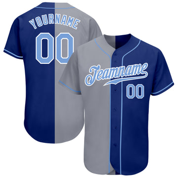 Custom Royal Light Blue-Gray Authentic Split Fashion Baseball Jersey