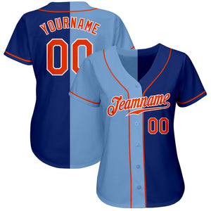 Custom Royal Orange-Light Blue Authentic Split Fashion Baseball Jersey