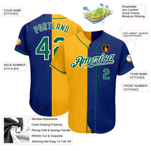 Load image into Gallery viewer, Custom Royal Kelly Green-Yellow Authentic Split Fashion Baseball Jersey
