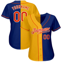 Load image into Gallery viewer, Custom Royal Orange-Yellow Authentic Split Fashion Baseball Jersey
