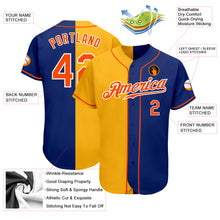 Load image into Gallery viewer, Custom Royal Orange-Yellow Authentic Split Fashion Baseball Jersey
