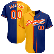 Load image into Gallery viewer, Custom Royal Orange-Yellow Authentic Split Fashion Baseball Jersey
