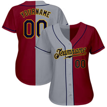 Load image into Gallery viewer, Custom Crimson Navy-Gray Authentic Split Fashion Baseball Jersey
