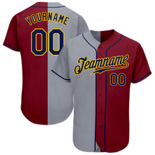 Load image into Gallery viewer, Custom Crimson Navy-Gray Authentic Split Fashion Baseball Jersey
