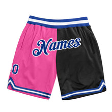 Load image into Gallery viewer, Custom Pink Royal-Black Authentic Throwback Split Fashion Basketball Shorts
