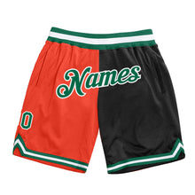 Load image into Gallery viewer, Custom Orange Kelly Green-Black Authentic Throwback Split Fashion Basketball Shorts
