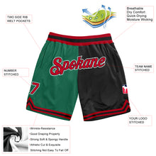 Load image into Gallery viewer, Custom Kelly Green Red-Black Authentic Throwback Split Fashion Basketball Shorts
