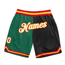 Load image into Gallery viewer, Custom Kelly Green White-Black Authentic Throwback Split Fashion Basketball Shorts
