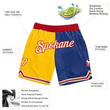 Load image into Gallery viewer, Custom Gold Cream-Royal Authentic Throwback Split Fashion Basketball Shorts
