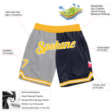 Load image into Gallery viewer, Custom Gray Gold-Navy Authentic Throwback Split Fashion Basketball Shorts
