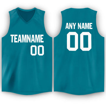 Custom Teal White V-Neck Basketball Jersey - Fcustom