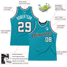 Load image into Gallery viewer, Custom Teal White-Black Authentic Throwback Basketball Jersey
