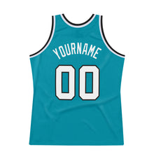 Load image into Gallery viewer, Custom Teal White-Black Authentic Throwback Basketball Jersey
