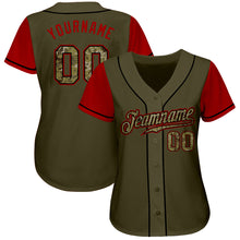 Load image into Gallery viewer, Custom Olive Camo-Black Authentic Two Tone Salute To Service Baseball Jersey
