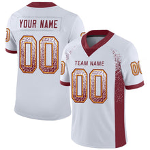 Load image into Gallery viewer, Custom White Burgundy-Gold Mesh Drift Fashion Football Jersey
